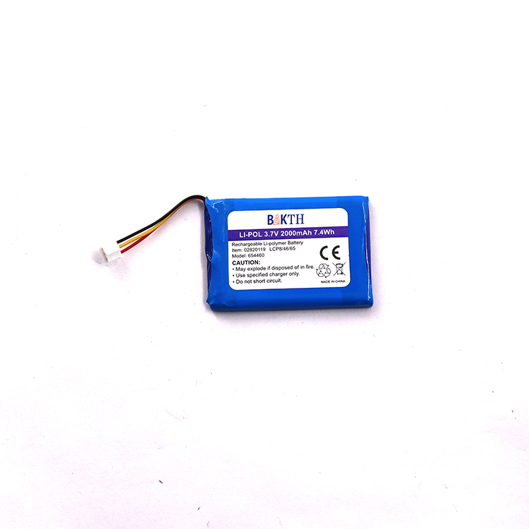 Bakth-654460P-1S-3J 3.7V 2000mAh锂聚合物电池组可充电电池更换包 