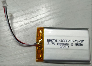 高质量的工厂制造Bakth-403351p-1s-3M 3.7V 800mAh锂聚合物电池组可充电电池组，用于可穿戴设备
