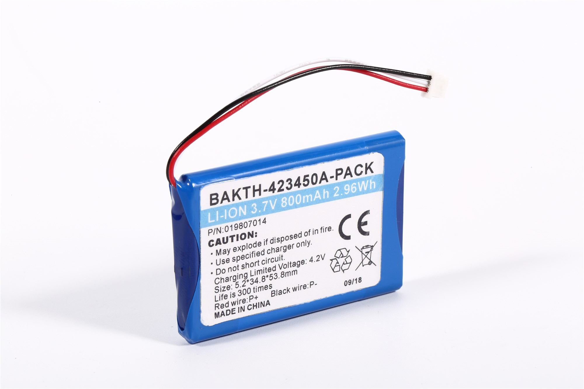 锂离子电池组Bakth-423450-PACK 3.7V 800mAh 