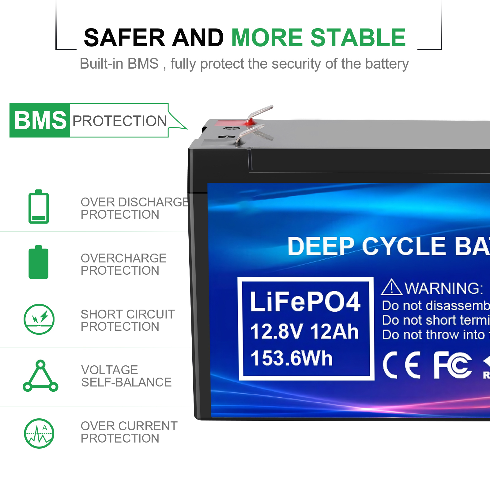 深循环可充电LifePo4电池12.8V 12AH用于电子设备