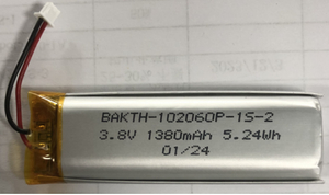 BAKTH-102060P-1S-2 3.8V 1380mAh锂聚合物电池组可充电电池组，用于电子设备
