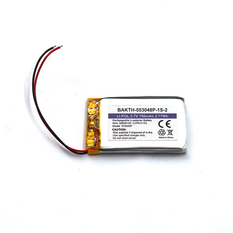 BAKTH-503048P-1S-2可充电锂聚合物电池3.7V 750mAh可穿戴设备